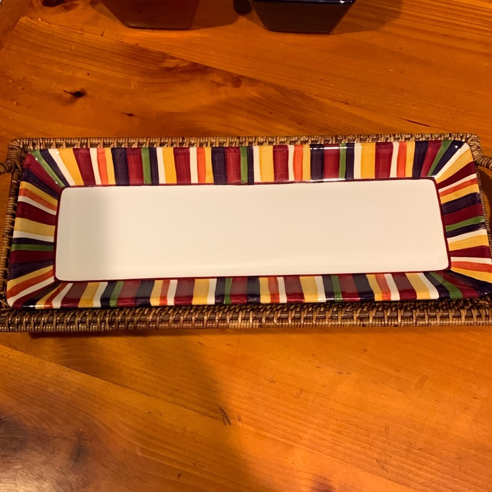 Pampered Chef woven, selections, rectangular platter, with basket